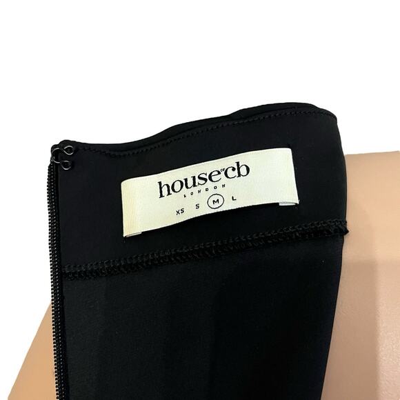 House Of CB Filomena Satin Maxi Dress Medium Black Side Slit Fitted Formal - Picture 6 of 11